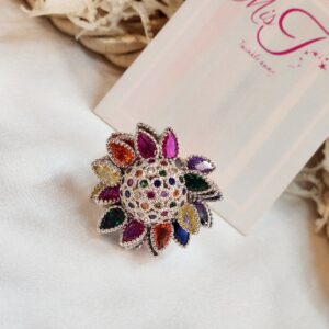 Flexible Petals Multi Platinum Finish Ring