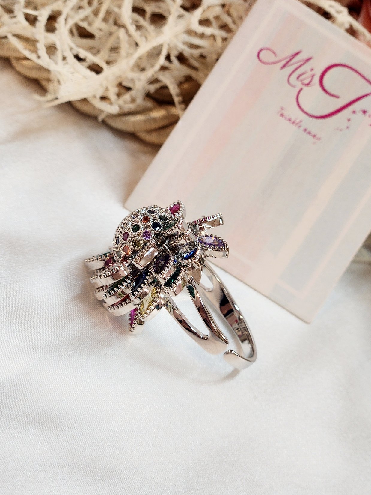 Flexible Petals Multi Platinum Finish Ring - Image 2