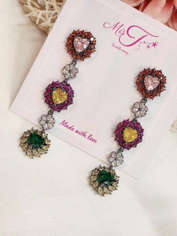 Heart Beats Trail Multi Tone Earrings