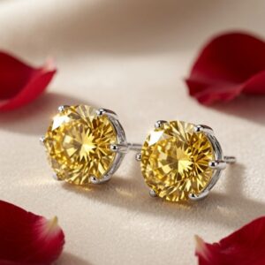 Luxe Canary Yellow Sapphire Studs-Platinum Finish