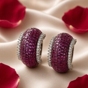 Scarlet Empress Pavè Chunky Hoop Earrings-Platinum Finish