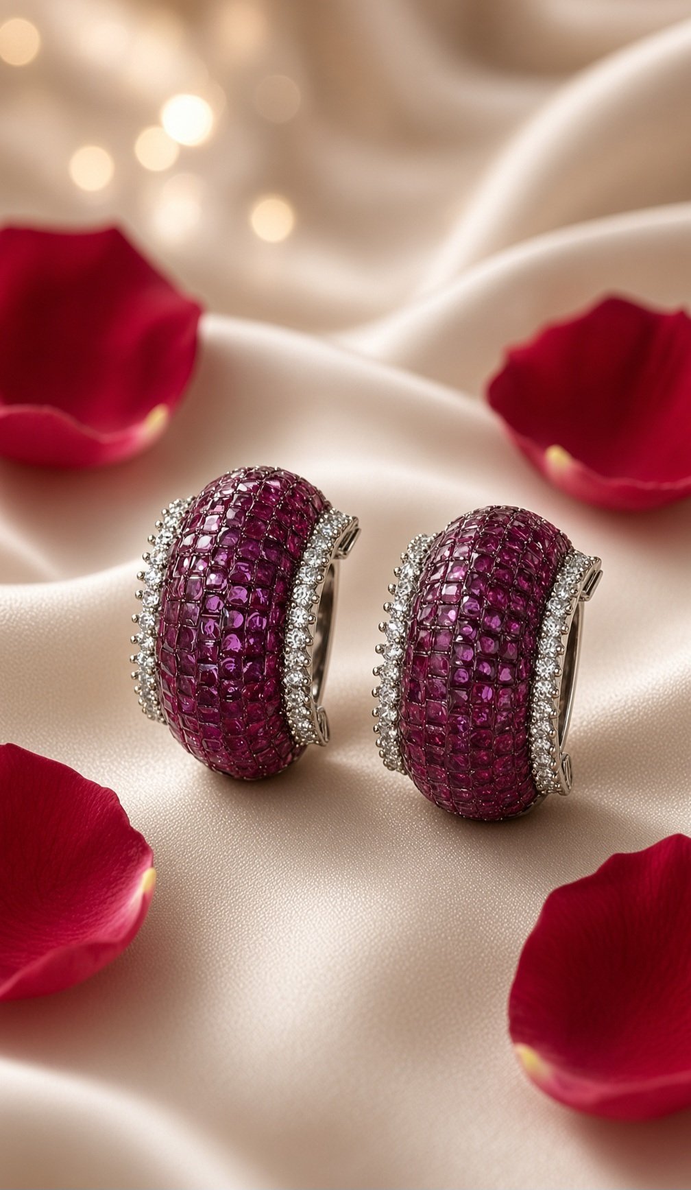Scarlet Empress Pavè Chunky Hoop Earrings-Platinum Finish