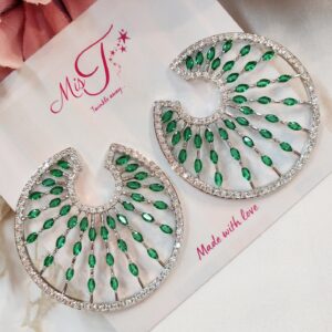 Emerald Green Royal Glow Italian Setting Zirconia Earrings
