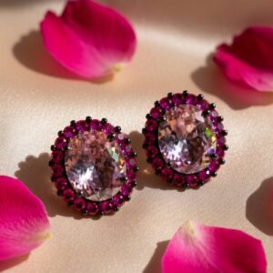 Royal Ruby Blush Pink Noble Grace Stud Earrings