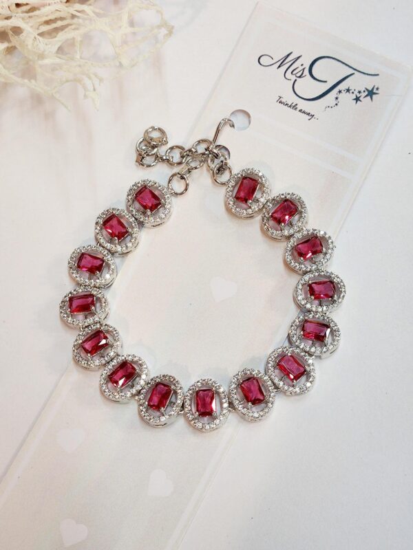 Oval Ruby cubic zirconia tennis bracelet