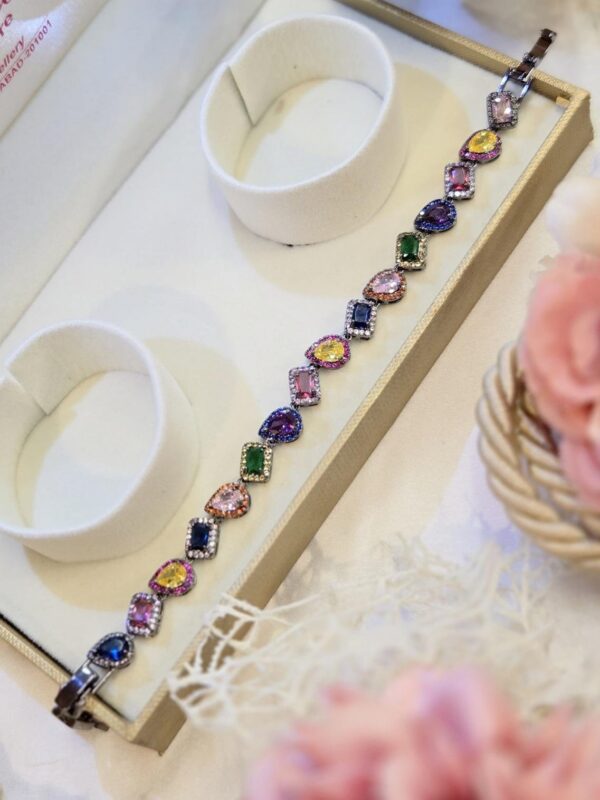 Cluster Multi Colour Solitaire Bracelet