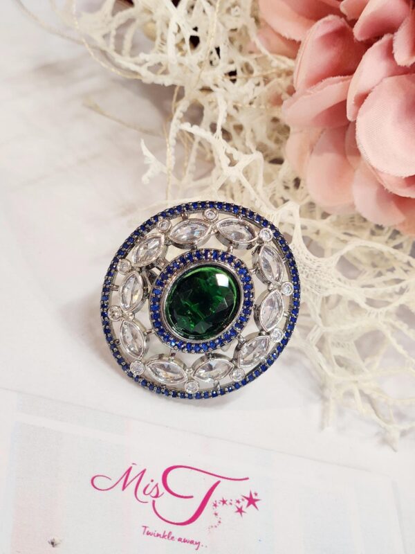 Emerald-Sapphire Uncut Look Ring