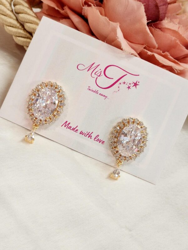 White Solitaire Charm Earrings