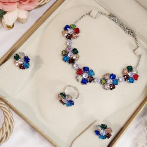 Multi Colour Flower Neckpiece Set