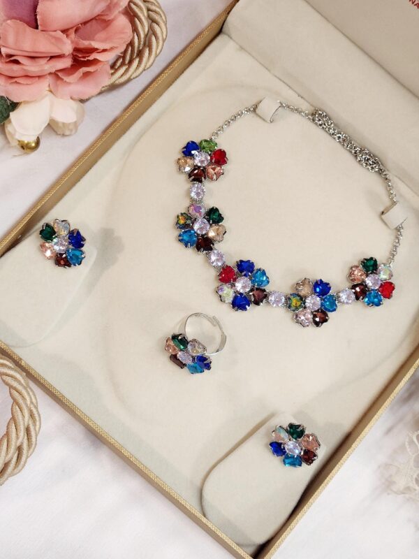 Multi Colour Flower Neckpiece Set