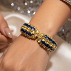 Sapphire Blue Topaz Royal Drip Front Openable Bracelet