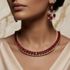 Picture Perfect Wine Red Hasli Choker Set