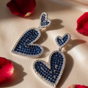 Sapphire Blue Heart Jewel Earrings