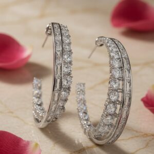 Timeless Sparkle Elegant White Hoops