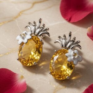 Sunshine Tropica Zircon Studs -Platinum Finish