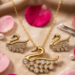 Odette Swan Cubic Aura Grace Pendant Set-Gold Finish