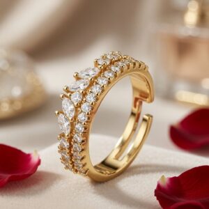 Seraphina Marquise And Pavè Double Row Adjustable-Gold Finish