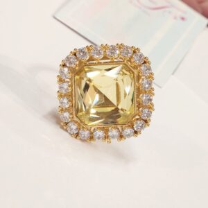Topaz Golden Finish Royal Glow zirconia Ring