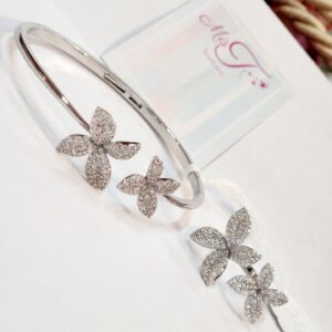 Soul mate  Bracelet Platinum Finish combo with Ring (size Adjustable)