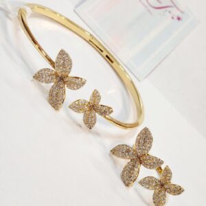 Soul mate  Bracelet Golden Finish combo with Ring (size Adjustable)