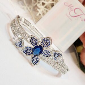 Luxurious Nano Setting Sapphire Blue Bracelet- Platinum Finish