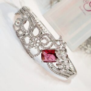 Twinkle Trail Wine Red Bracelet- Platinum Finish