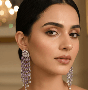 lavender Tassle Cz  Earrings