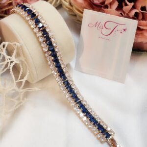 Royal Sapphire Blue Crystal Tennis Bracelet for Women – Elegant Luxury Jewelry