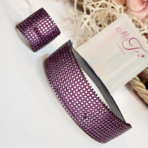 Glamorous Ruby Pink Crystal Wide Cuff Bracelet for Women – Luxury Statement Jewelry(ring size 7)