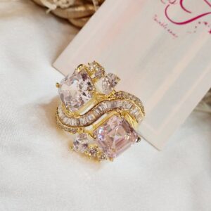 Twin Blush Pink White Ring