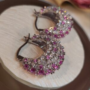 Modern Muse Pink Ruby Bag Hoops