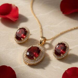 Love Spell Ruby Gold Plated Pendant Set