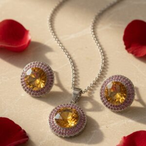Ruby-Golden Solitaire Pendant Set