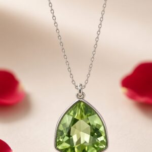 The Sovereign Trillion Cut Peridot Pendant-Platinum Finish
