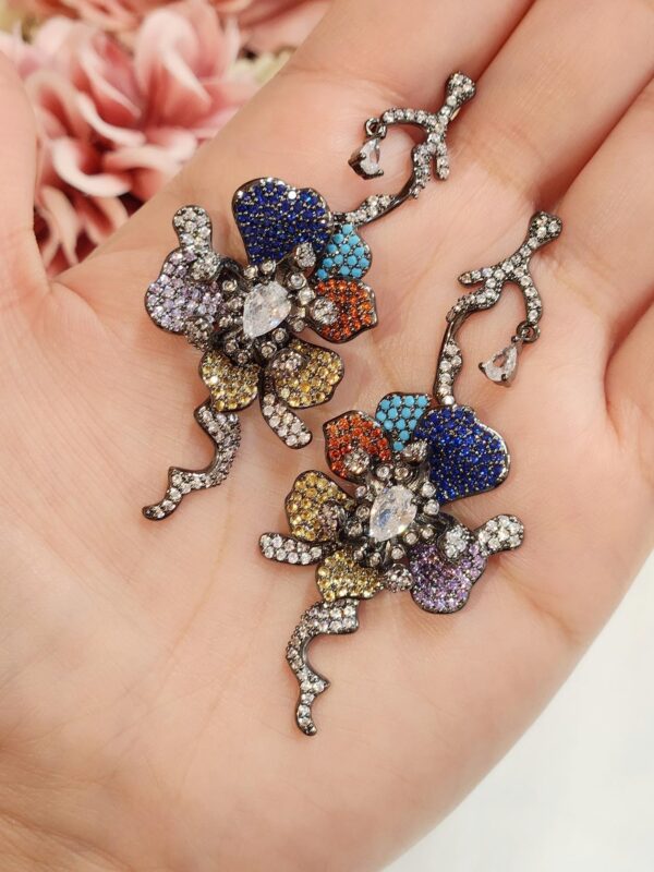 Multi Stem Flower Length Earrings