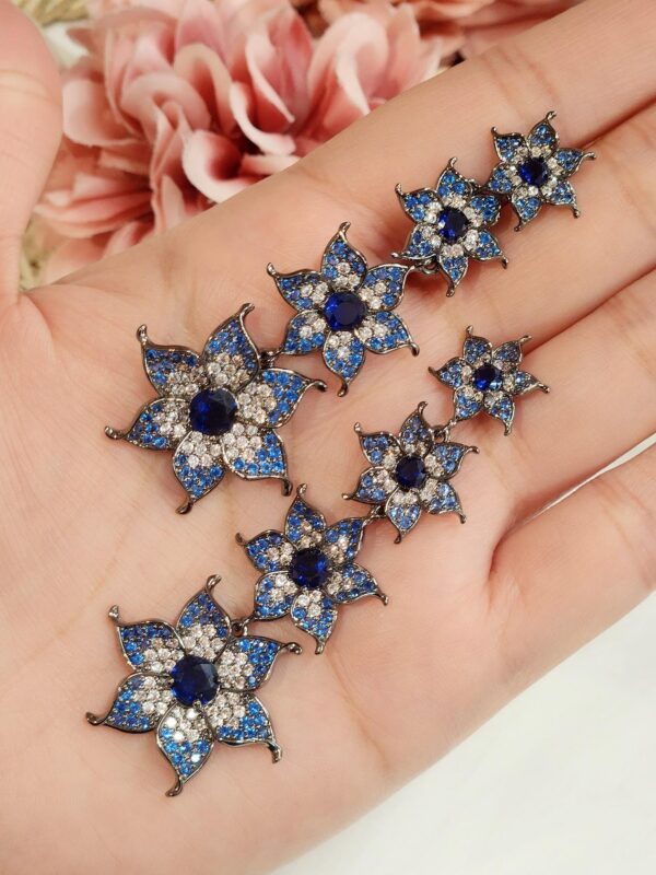 Sapphire Blue Flower Vine Earrings