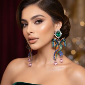 Fashionable Bow Multi Colour Earrings