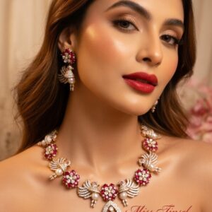 Statement Bird Ruby Red Choker Set