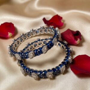 Sapphire Blue Rose Quartz Zirconia bangles (set of 2) (set of 4)