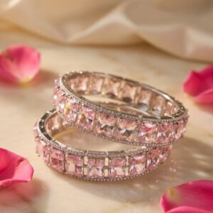 Royal Blush PinkSolitaire Bangles (set of 2)