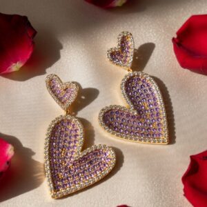 Lilac Heart Jewel Earrings