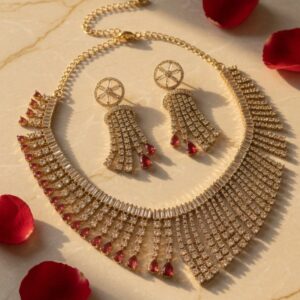 Modish Brilliance Wine Red Sparkling Choker Set
