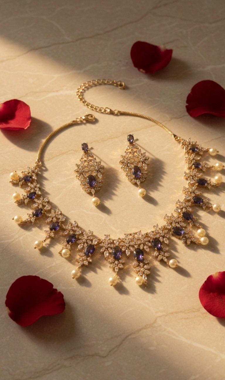Pearl Muse Amethyst Choker Set
