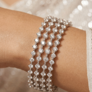 The Glacier Cascade Premium Quad-Row Bangles(set of 4)