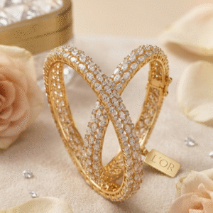 The InfinityAureliaTriple-Row Diamond-Style Statement Kada-Gold Finish