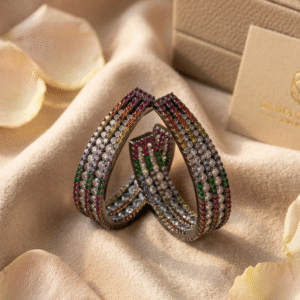 Prism Harmony Multi-Gemstone Ombrè Hoops-Black Rhodium Finish