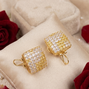 Seoul Mosaic Dualia Canary Minimal Studs-Gold Finish