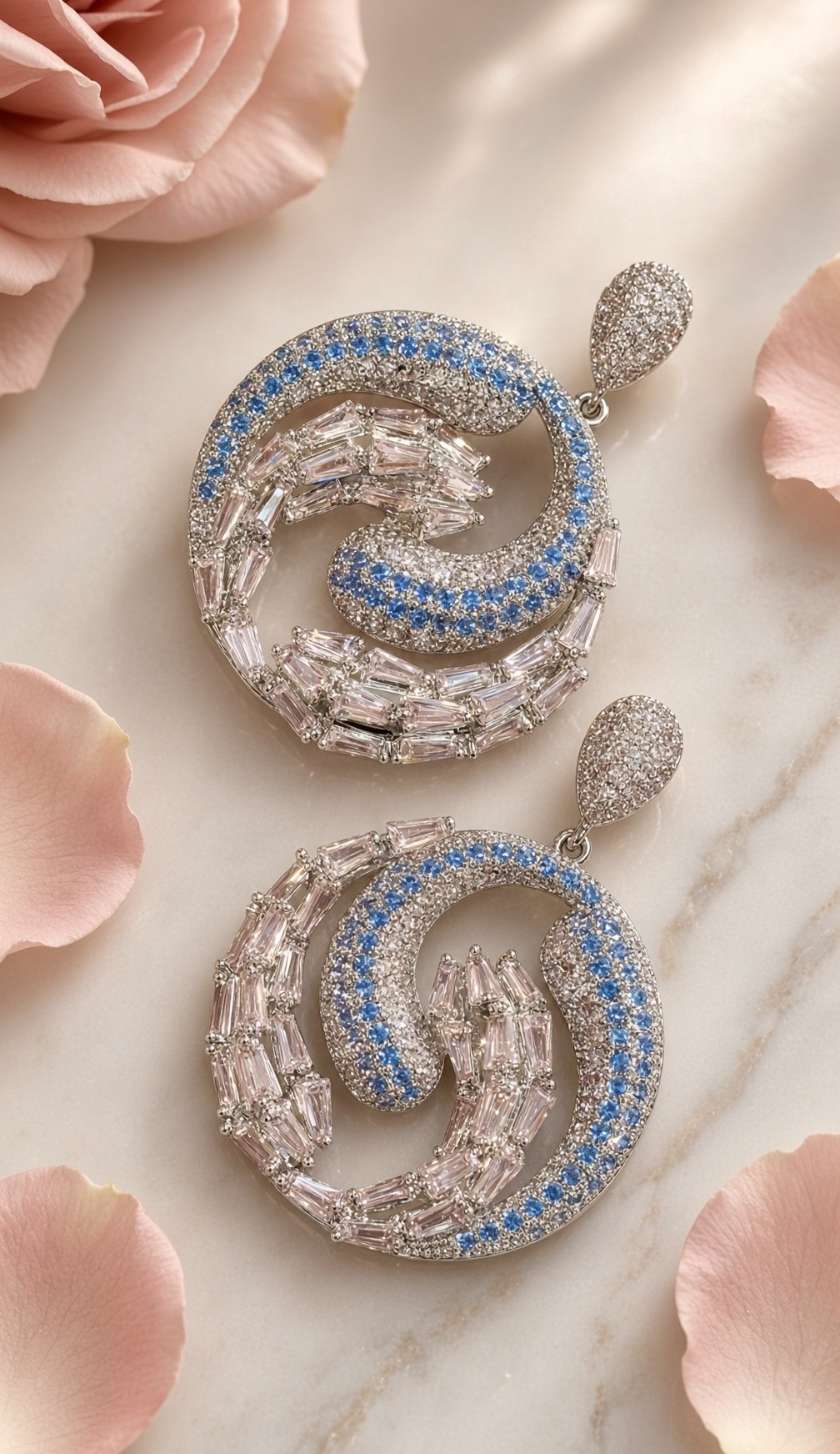 Firoza-Blush Pink Glamour Spiral Earrings