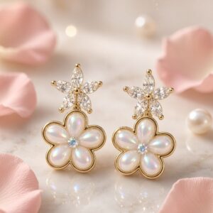 Pearly Flower Earrings