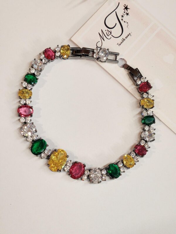 Semi Precious Colour Solitaires Premium Bracelet